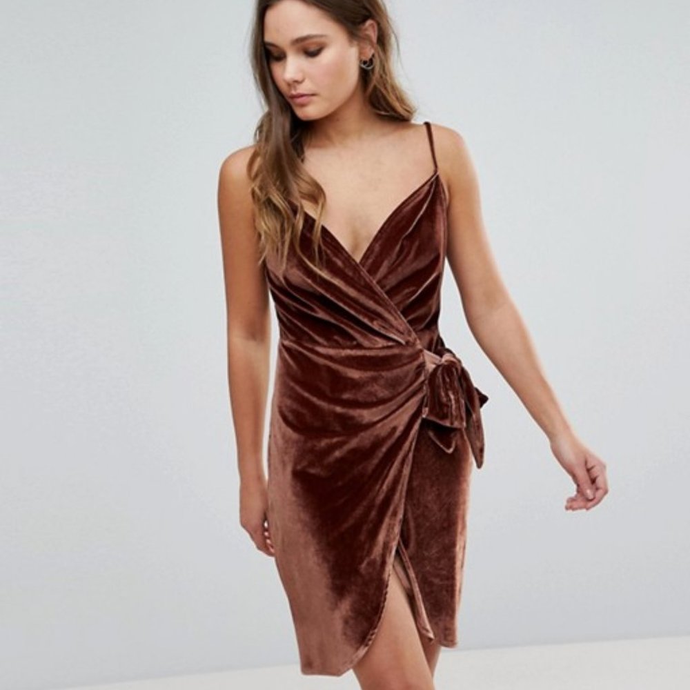 Parisian Velvet Cami Wrap Dress With Tie- Sz 10
